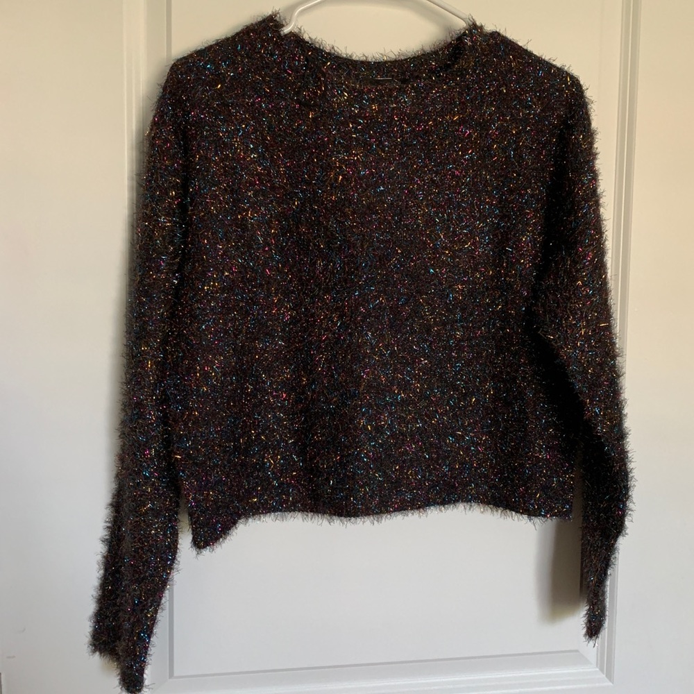 Fuzzy crop top sweater